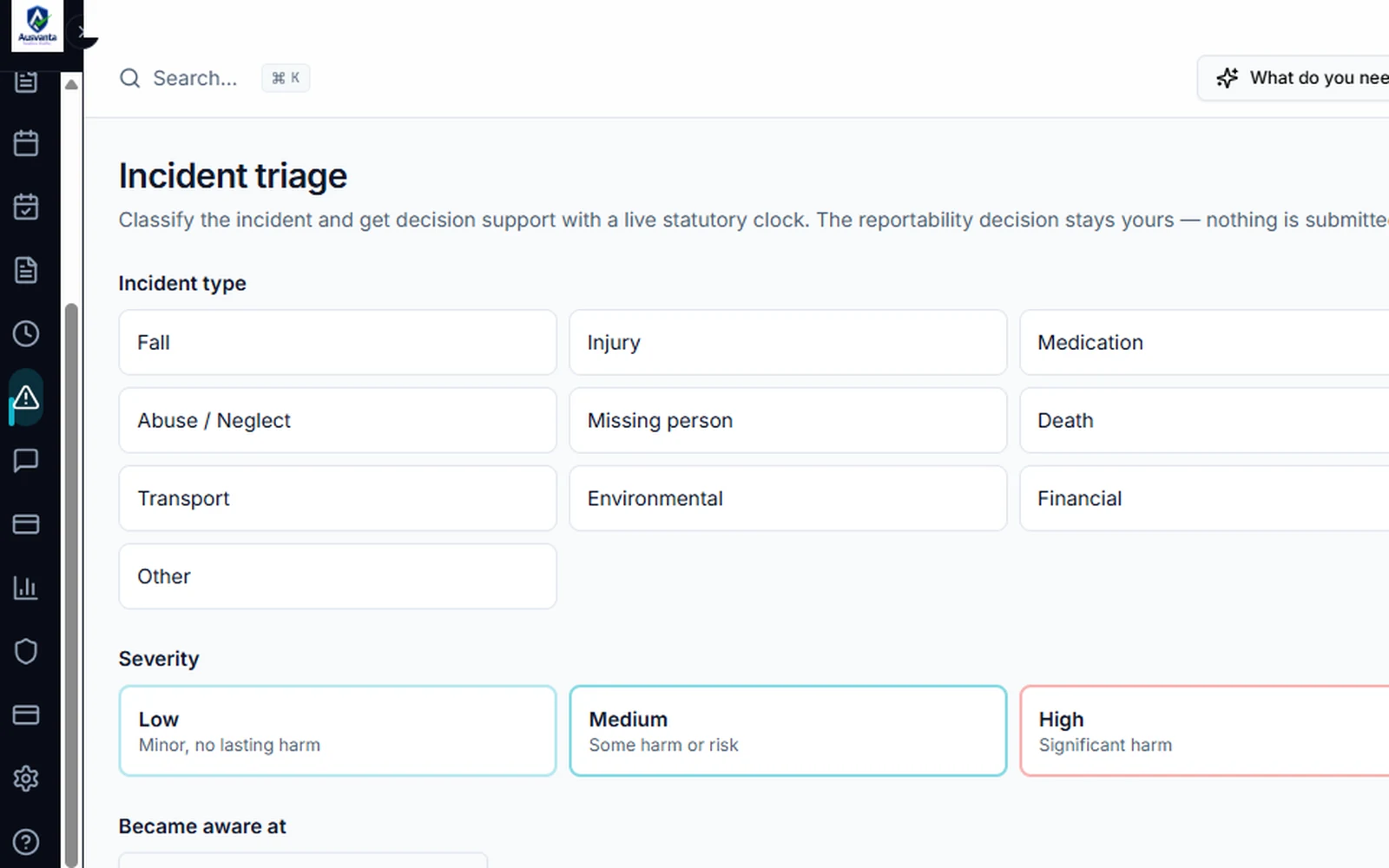 Incident triage — Ausvanta screenshot