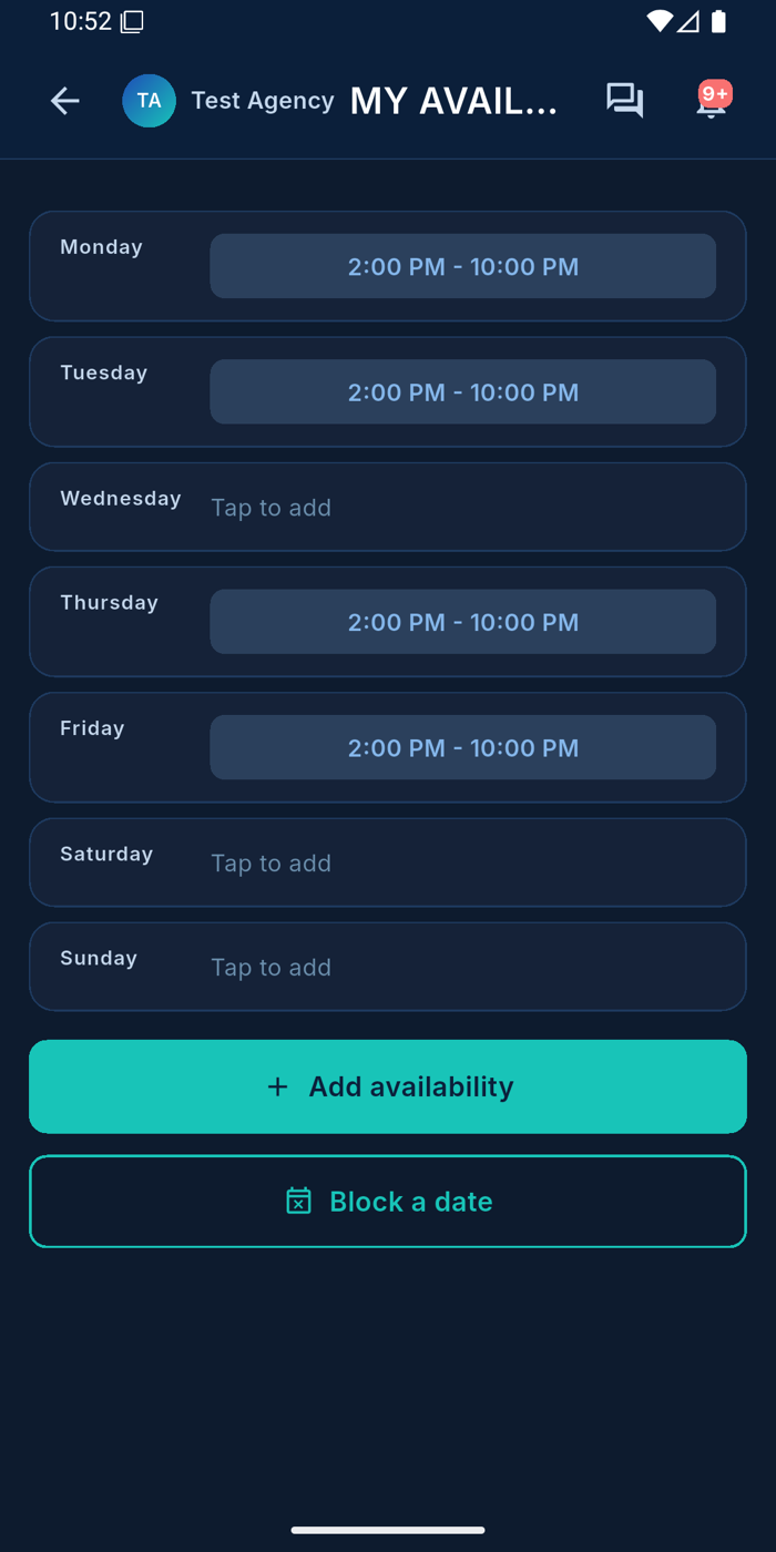 Availability & leave, self-managed — Ausvanta worker app