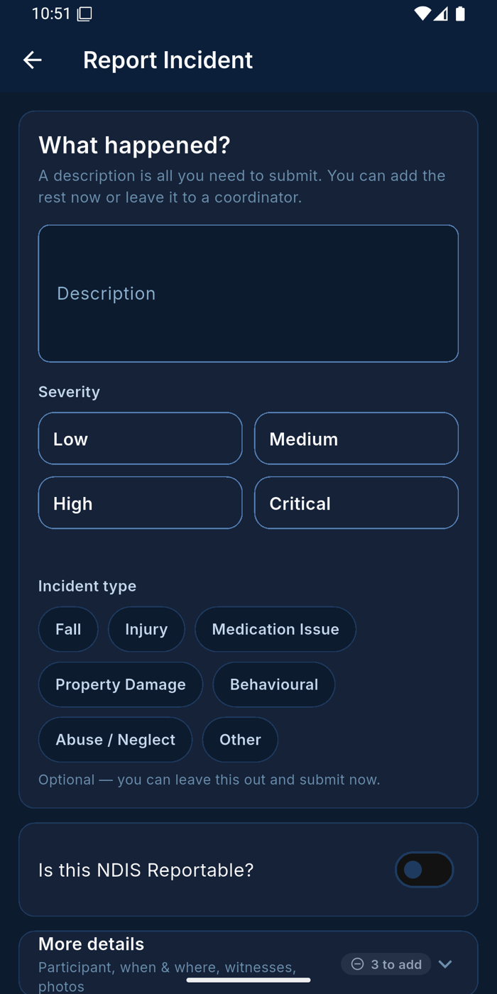 Incident reporting on the spot — Ausvanta worker app