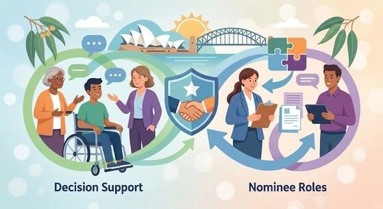 NDIS support circle infographic, showing cooperation.